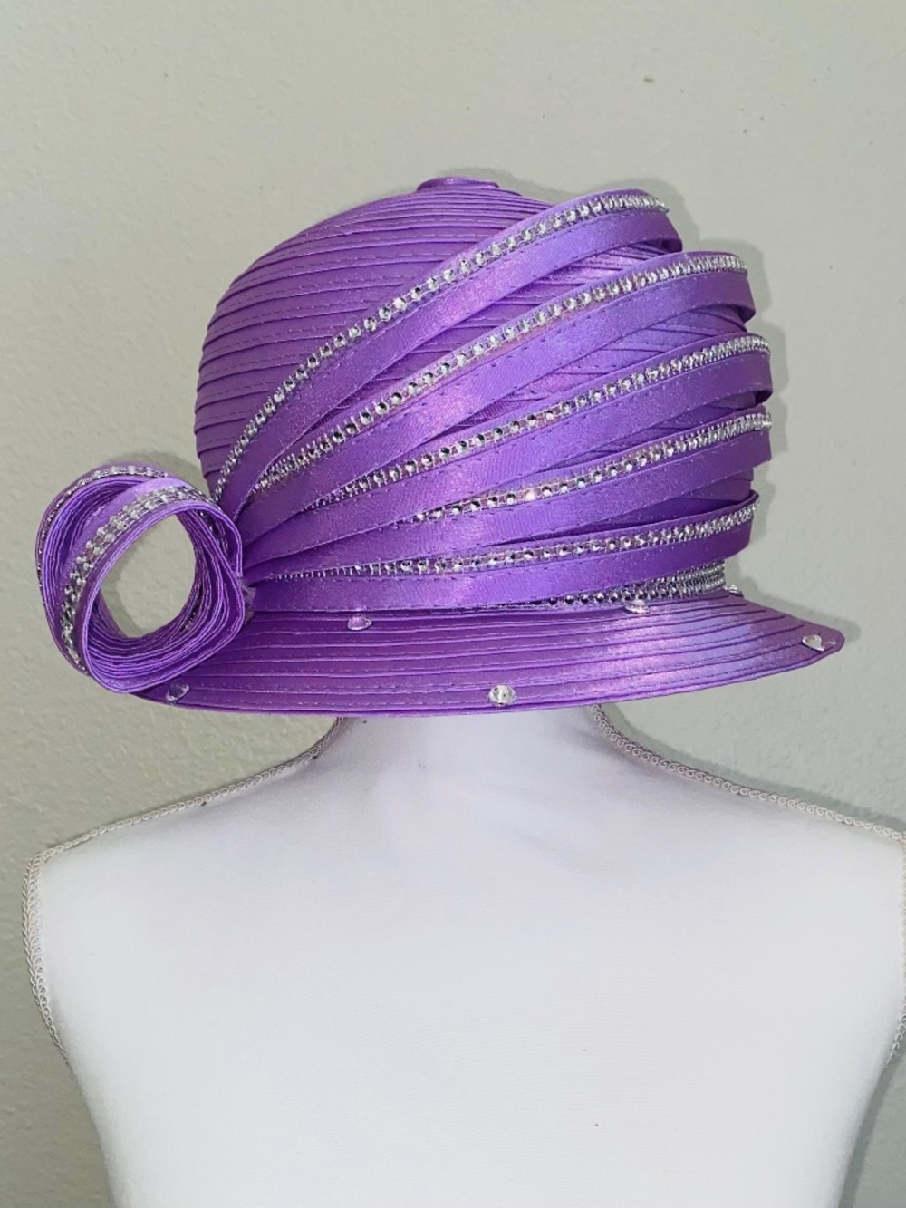 Lilac bling hat - church or special occasion with  box